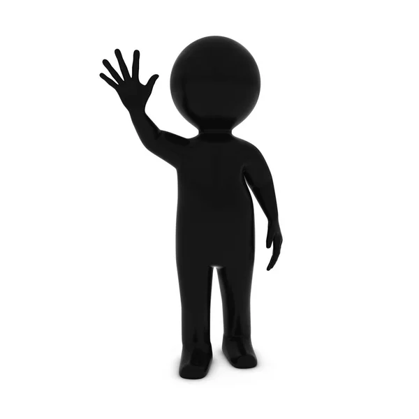 Zwart 3d Man karakter zwaaien 3d illustratie — Stockfoto