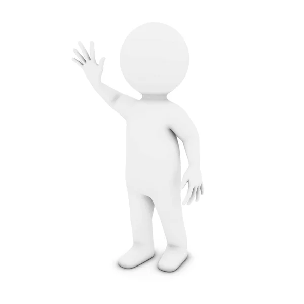 White 3D Man Character Waving 3D Illustration — Stock Photo, Image