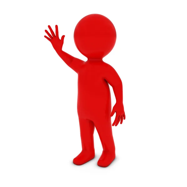 Red 3D Man Character Waving 3D Illustration — Stock Photo, Image