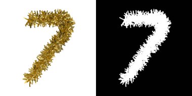 Numara yedi Noel Tinsel Alfa maskesi - 3d resimde kırpma için kanalı ile