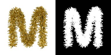 A harfi Noel Tinsel Alfa maskesi - 3d resimde kırpma için kanalı ile