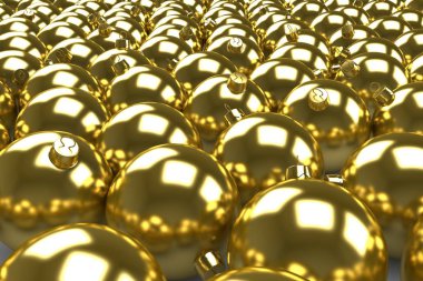 Altın Noel biblo süsleri - 3d resimde arka plan