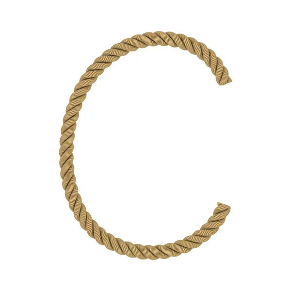Litera C z lina na białym tle biały ilustracja 3d — Zdjęcie stockowe