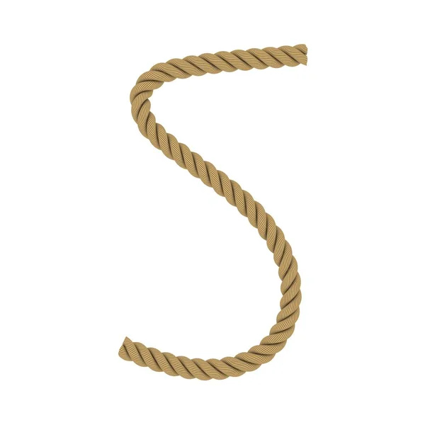 Номер п'ятий з мотузки ізольовано на білій 3D ілюстрації — стокове фото