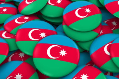 Azerbaycan rozetleri arka plan - Azerbaycan bayrağı yığını düğmeleri 3d çizim