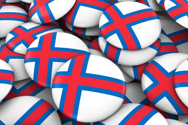 Faerské ostrovy odznaky pozadí - hromadu Faerských ostrovů vlajka tlačítka 3d obrázek — Stock fotografie