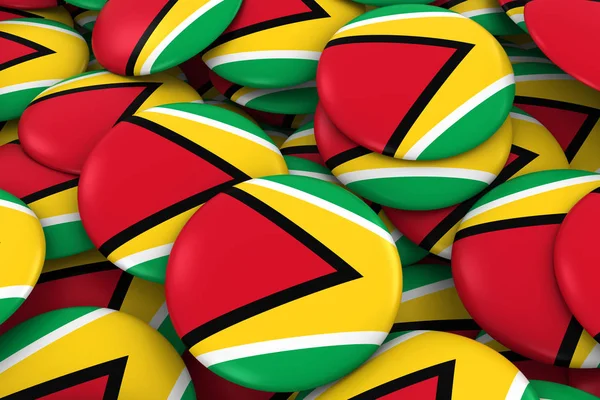 Гайанские значки фон - Куча Гайанских кнопок флага 3D иллюстрация — стоковое фото