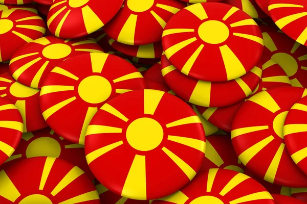 Macedonia Badges Background - Pile of Macedonian Flag Buttons 3D Illustration — Stock Photo, Image