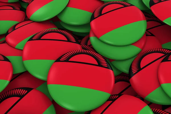 Insignias de Malawi Antecedentes - Pila de botones de bandera de Malawi Ilustración 3D — Foto de Stock