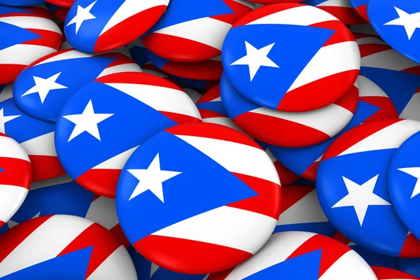 Пуерто-Ріко нагрудні знаки фон - купі Пуерто-ріканського прапор кнопки 3d ілюстрація — стокове фото