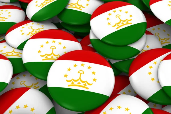 Tadżykistan odznaki tło - przyciski kupie tadżycki flaga ilustracja 3d — Zdjęcie stockowe