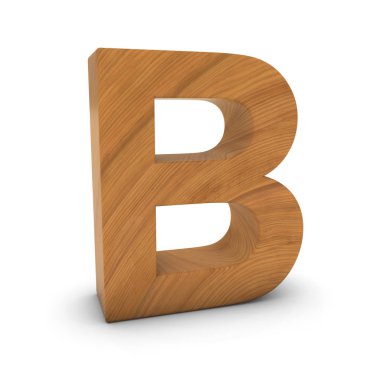 Ahşap beyaz ile izole B harfi gölgeler 3d çizim