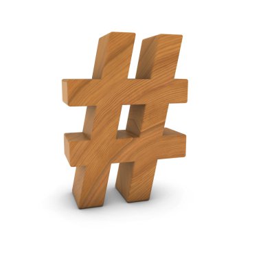 Ahşap karma sembolü ile beyaz izole gölgeler 3d çizim