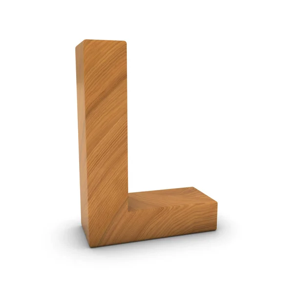 Trä bokstaven L isolerad på vit med skuggor 3d Illustration — Stockfoto