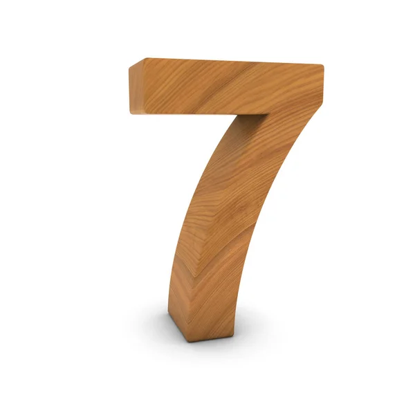 Trä nummer sju isolerade på vit med skuggor 3d Illustration — Stockfoto