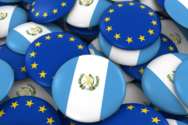 Гватемала и Европа Значки фон - Куча гватемальских и европейских кнопок флага 3D Иллюстрация — стоковое фото