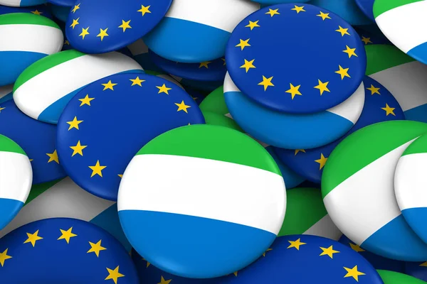 Сьерра-Леоне и Европа Значки фон - Куча Сьерра-Леоне и европейских кнопок флага 3D Иллюстрация — стоковое фото