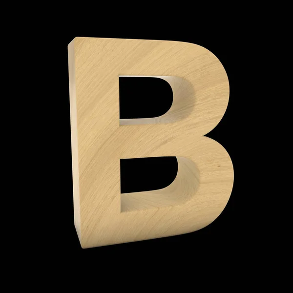 Wooden Letter B Isolated on Black 3D Illustration — Stock Photo, Image