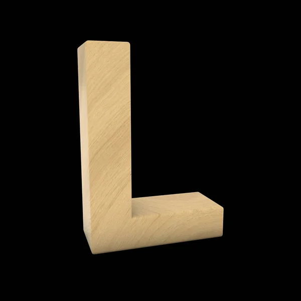 Dřevěné písmeno L samostatný na černá 3d obrázek — Stock fotografie