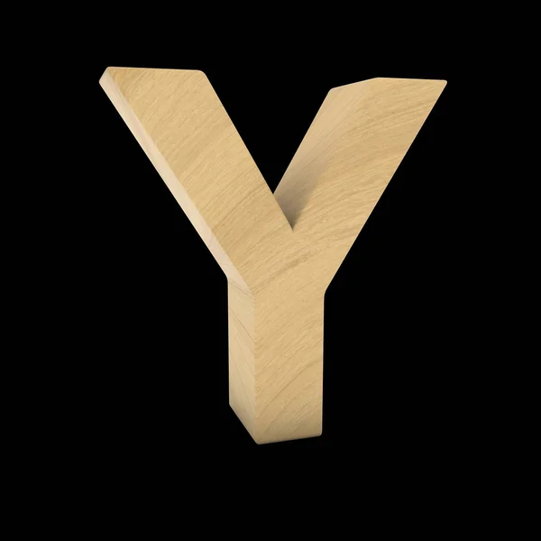 Wooden Letter Y Isolated on Black 3D Illustration — Stock Photo, Image