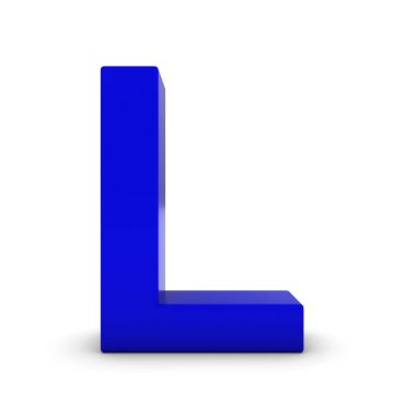 Mektup L beyaz gölgeler izole mavi 3d çizim