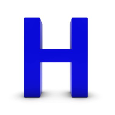 Beyaz gölgeler izole H harfi mavi 3d çizim