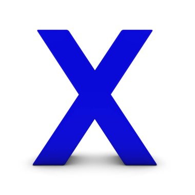 X izole üzerinde beyaz ile mavi mektup gölgeler 3d çizim