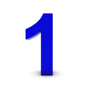 Bir izole beyaz ile mavi numarası gölgeler 3d çizim