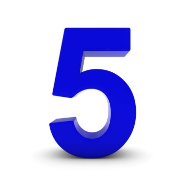 Mavi beyaz gölgeler izole beş numara 3d çizim