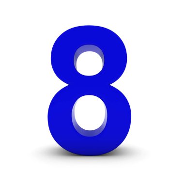 Mavi beyaz gölgeler izole 8 numaralı 3d çizim