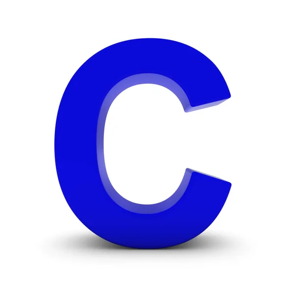 Blue Letter C Isolated on White with Shadows 3D Illustration — Stock Photo, Image