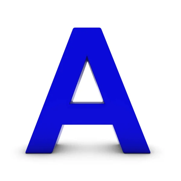 Синяя буква А Изолированная на белом с тенями 3D — стоковое фото