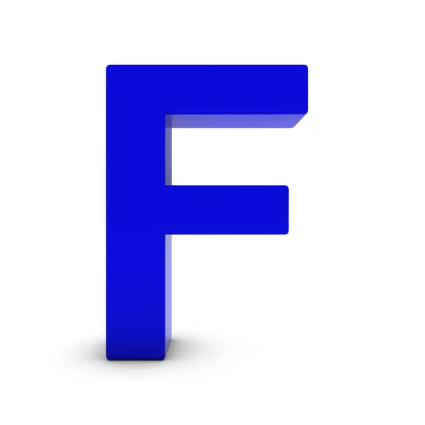 Lettera blu F isolata su bianco con ombre Illustrazione 3D — Foto Stock