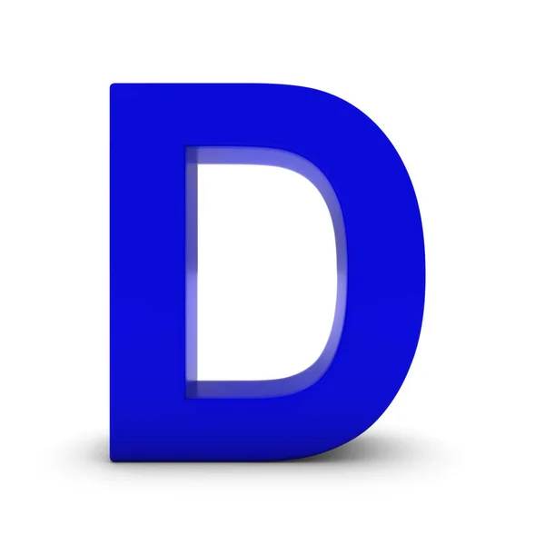 Blauwe Letter D geïsoleerd op wit met schaduwen 3d illustratie — Stockfoto