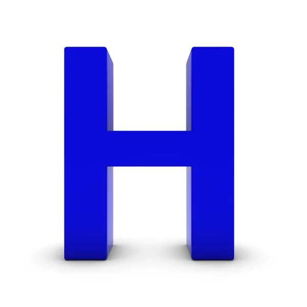 Modrý dopis H izolované na bílém se stíny 3d ilustrace — Stock fotografie