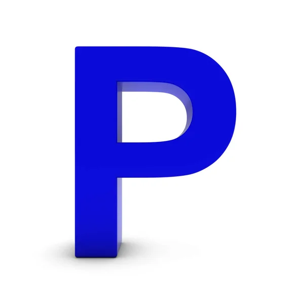 Kék elszigetelt fehér árnyékok P betű 3D-s illusztráció — Stock Fotó