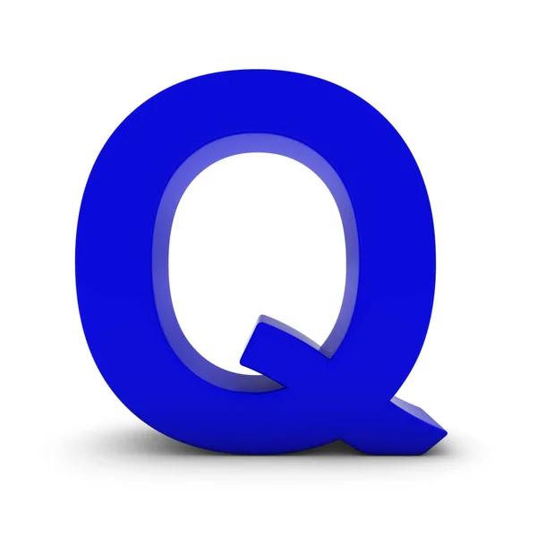 Blue Letter Q Isolated on White with Shadows 3D — стоковое фото