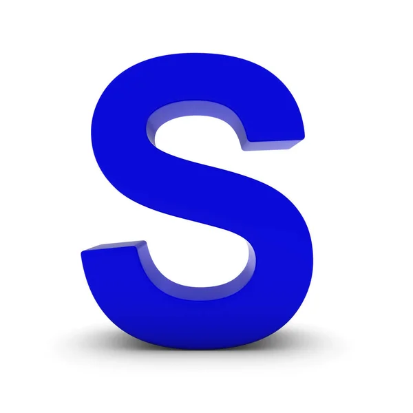 Μπλε γράμμα S που απομονώνονται σε λευκό με σκιές 3d απεικόνιση — Φωτογραφία Αρχείου
