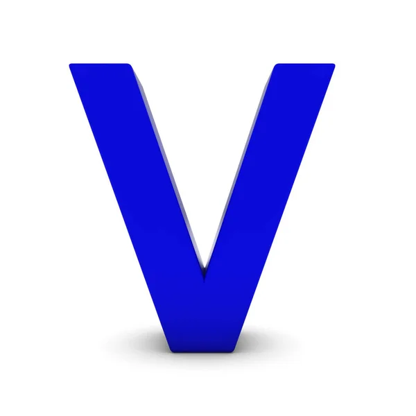 Blue Letter V Isolated on White with Shadows 3D Illustration — Stock Photo, Image