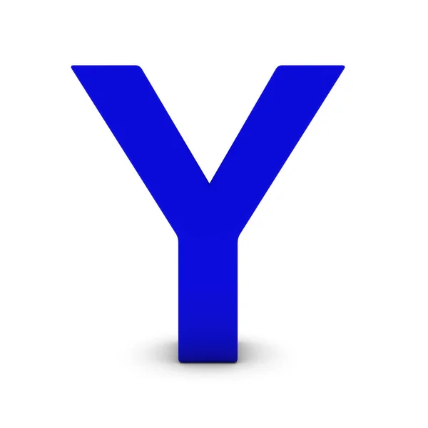 Blue Letter Y Isolated on White with Shadows 3D Illustration — Stock Photo, Image