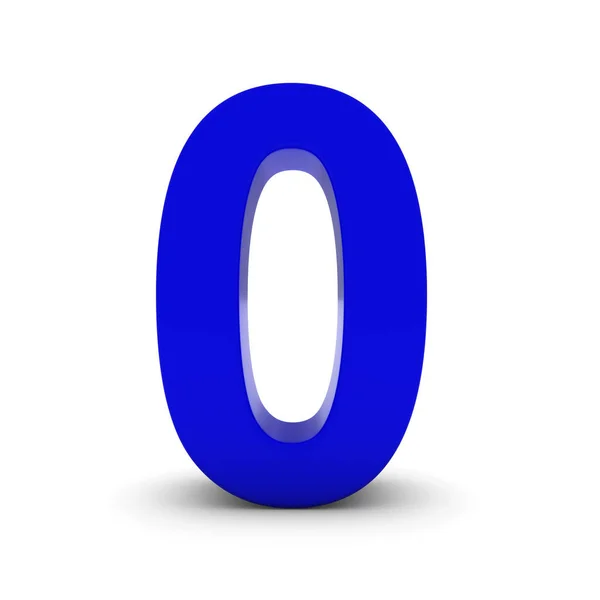 Blue Number Zero Isolated on White with Shadows 3D Illustration — Stock Photo, Image