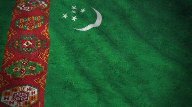 Grunge Flag of Turkmenistan - Dirty Turkmen Flag 3D Illustration