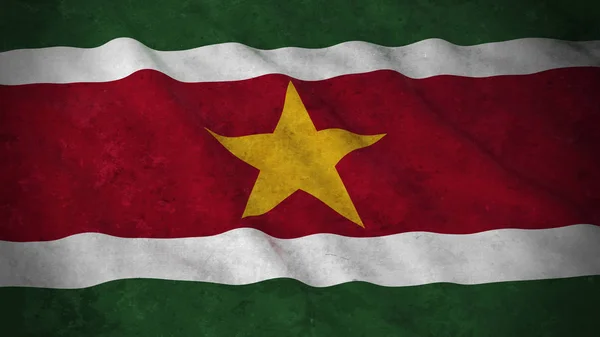 Bandeira Grunge do Suriname - Dirty Surinamese Flag 3D Illustration — Fotografia de Stock