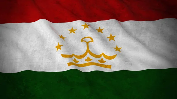 Bandera Grunge de Tayikistán - Dirty Tajikistani Flag 3D Illustration — Foto de Stock