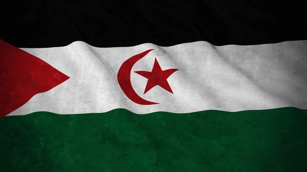 Bandera Grunge del Sáhara Occidental - Dirty Sahrawi Flag 3D Illustration —  Fotos de Stock