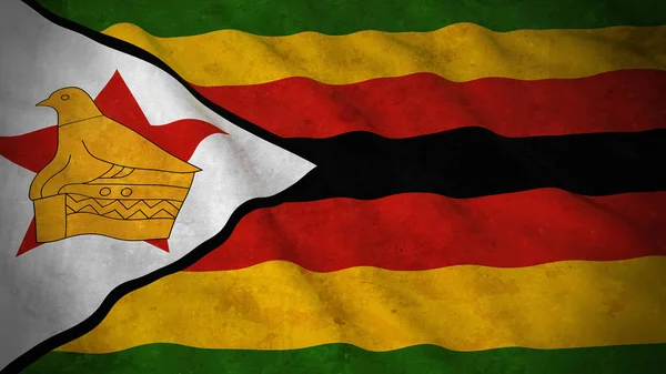 Grunge Flagge von Zimbabwe - schmutzige zimbabwische Flagge 3D Illustration — Stockfoto