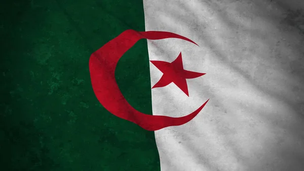Algéria - piszkos Algériai grunge zászlaja lobogó 3D-s illusztráció — Stock Fotó