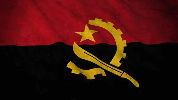 Bandeira Grunge de Angola - Bandeira Angolana Suja Ilustração 3D — Fotografia de Stock