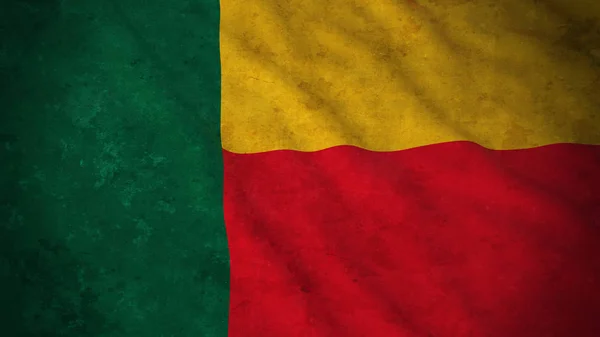 Grunge vlajka Beninu - Dirty beninský příznak 3d obrázek — Stock fotografie
