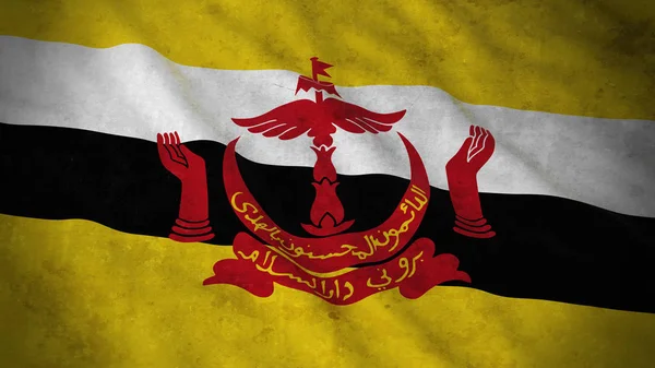 Brunei - kirli Brunei bayrağı Grunge bayrak 3d çizim — Stok fotoğraf